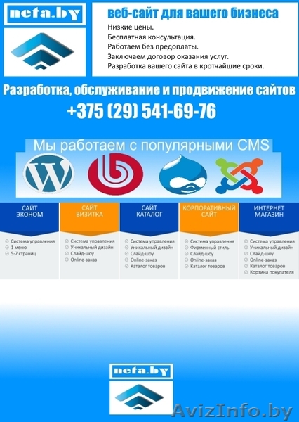 Разработка, обслуживание и продвижение сайтов - Изображение #1, Объявление #1581701